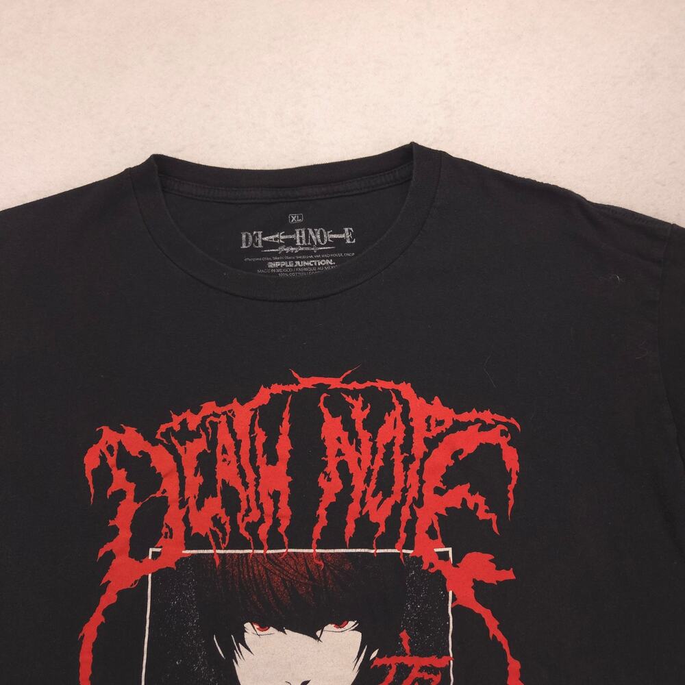 Death Note Anime Short Sleeve Crew Neck Graphic T-Shirt Mens Size XL Black